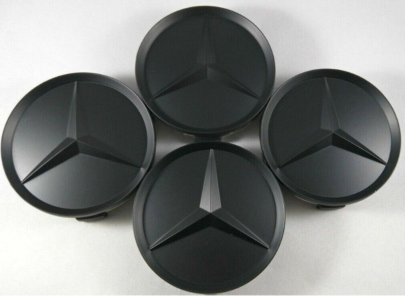 4x75mm RARE Full Black MATTE Wheel Centre Hub Caps E S M Class ML CLA