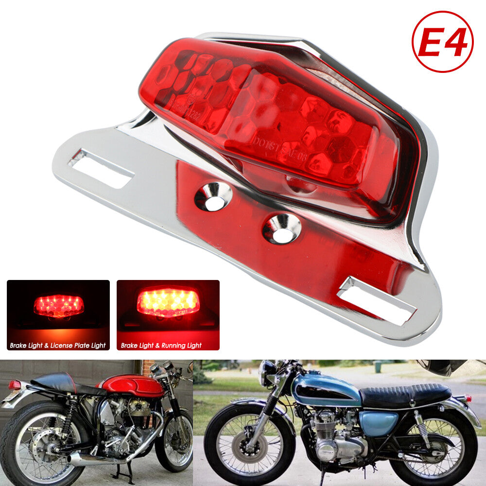 Motorcycle Motorbike Tail Light LED Brake Rear Light License Plate Lamp 12V RED