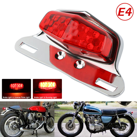 Motorcycle Motorbike Tail Light LED Brake Rear Light License Plate Lamp 12V RED