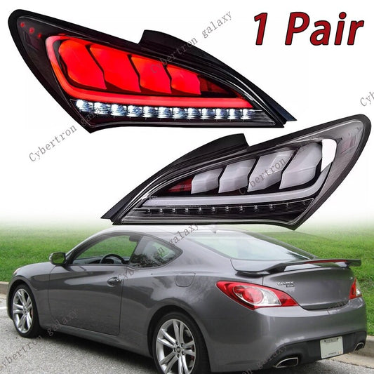 pair of shiny white sequential LED taillights for the 2010-2016 for Hyundai for Genesis Coupe.
