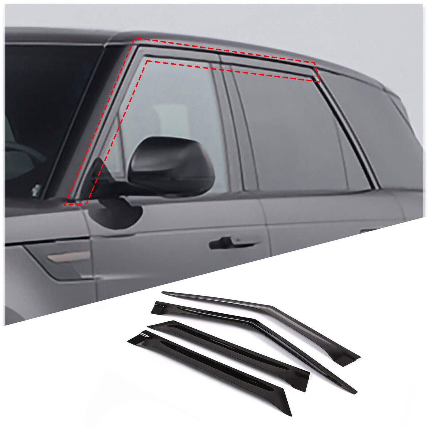 for Range Rover Sport 2023-2024 Black ABS Window Vent Visor Sun Rain Guard Decor