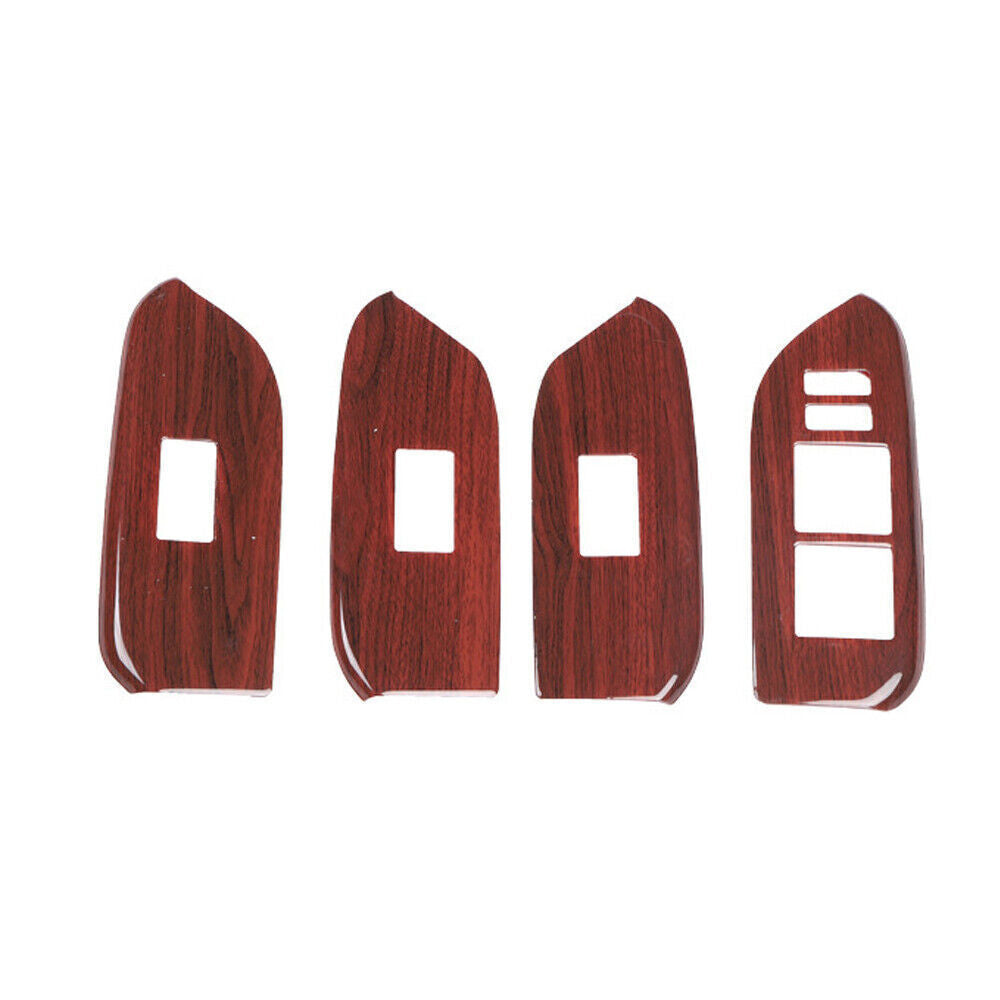 ABS Peach Wood Door Window Switch Lift Frame Trim Cover for Toyota Prado 2010-18