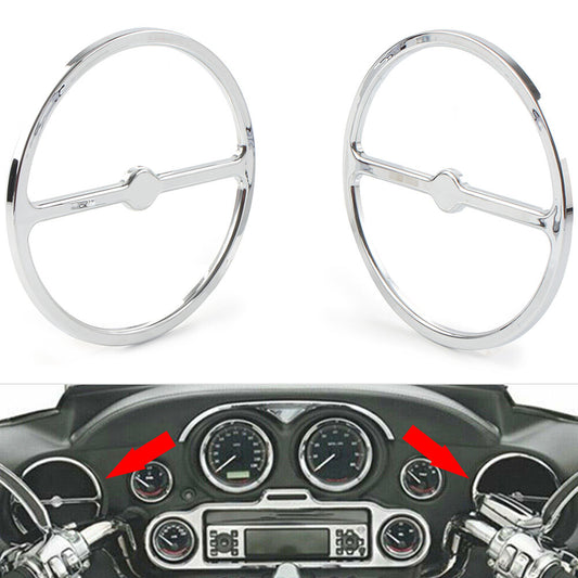 Fit for Harley Electra Tri Street Glide Left  Right Speaker Trim Ring Cover Chrome