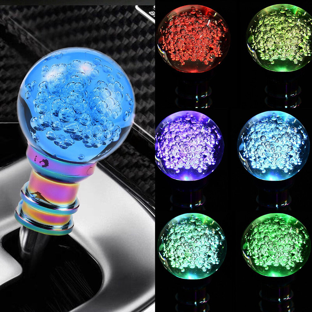 Multicolor Blue Ball Shift Knob Universal Car Bubble LED Light Gearsticks Knob