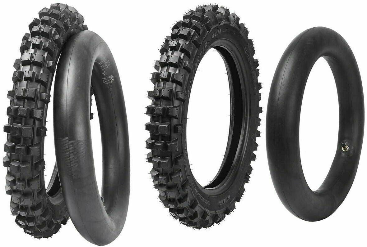 Front 60/100-14, Rear 80/100-12 tires and inner tubes suitable for 110cc and 125cc Dirt Trail bikes.