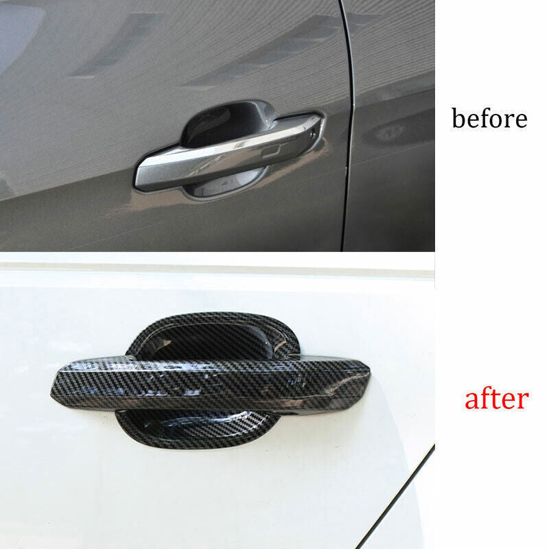 for Audi 2017-21 A4 A5 ABS Carbon Fiber Outside Door Bowl Handle Cover Trim 8PCS