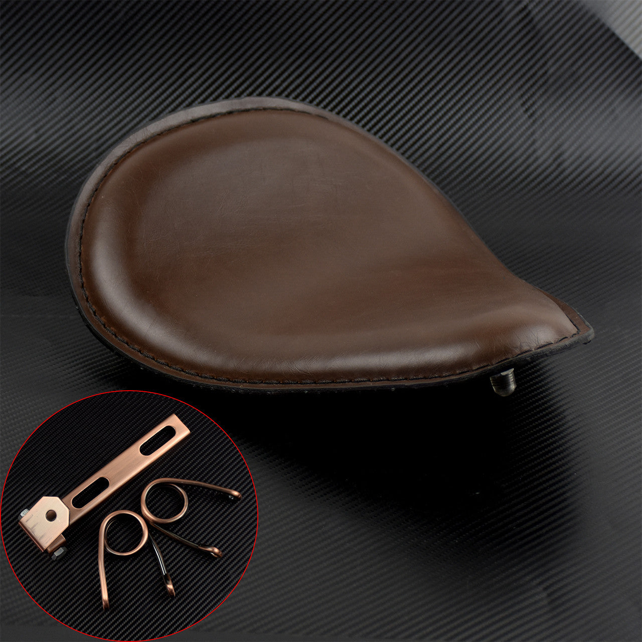 Brown Solo Driver for Seat + V Shape Mounting Fit for Harley for Yamaha Chopper Bobber