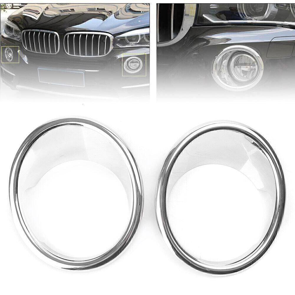 2pcs Chrome Front Fog Light Lamp Cover Trim for BMW X5 F15 2014 2005 2016-2018