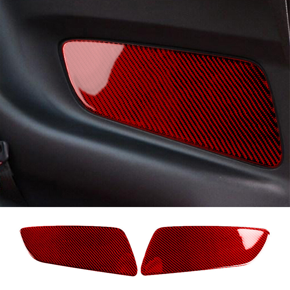 Red Carbon Fiber Rear for Seat Door Panel Decorative Trim for Ford for Mustang 2015-2022