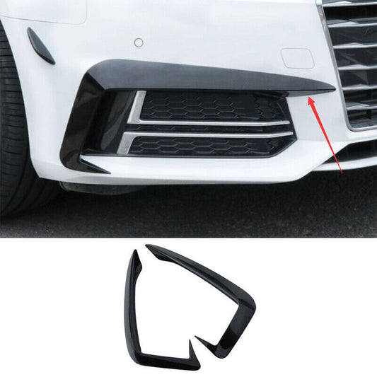 Gloss Black ABS Exterior Front Fog Light Strips Trim for Audi A4 A5 2017-2019