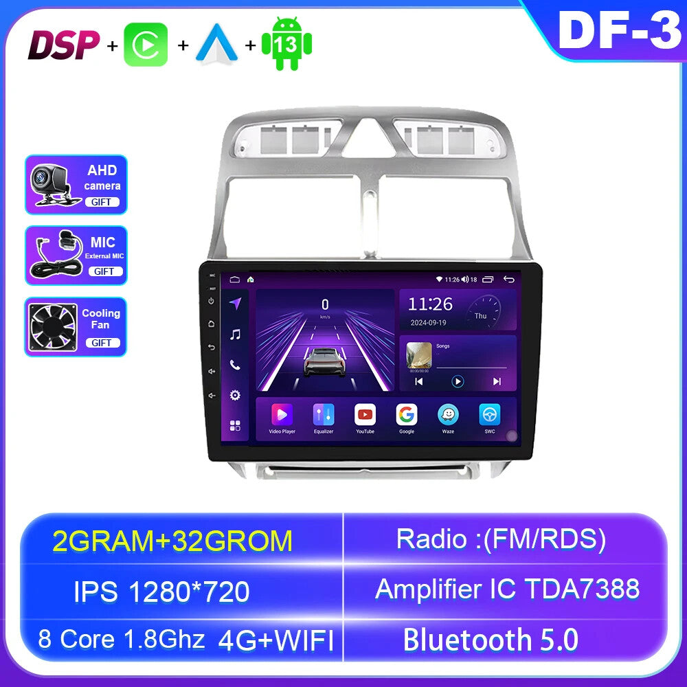for Peugeot 307 SW 307CC 307SW 2002-2013 CarPlay Car Radio GPS Player Screen