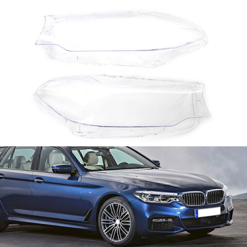 Pair Headlight Headlamp Lens Cover For 5 Series for BMW G30 G31 G38 2017 2018