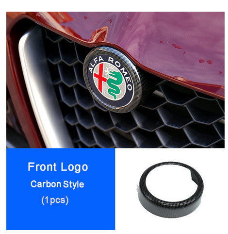 1-pack of carbon fiber for Alfa Romeo for Stelvio front hood cap ring badge logo cover