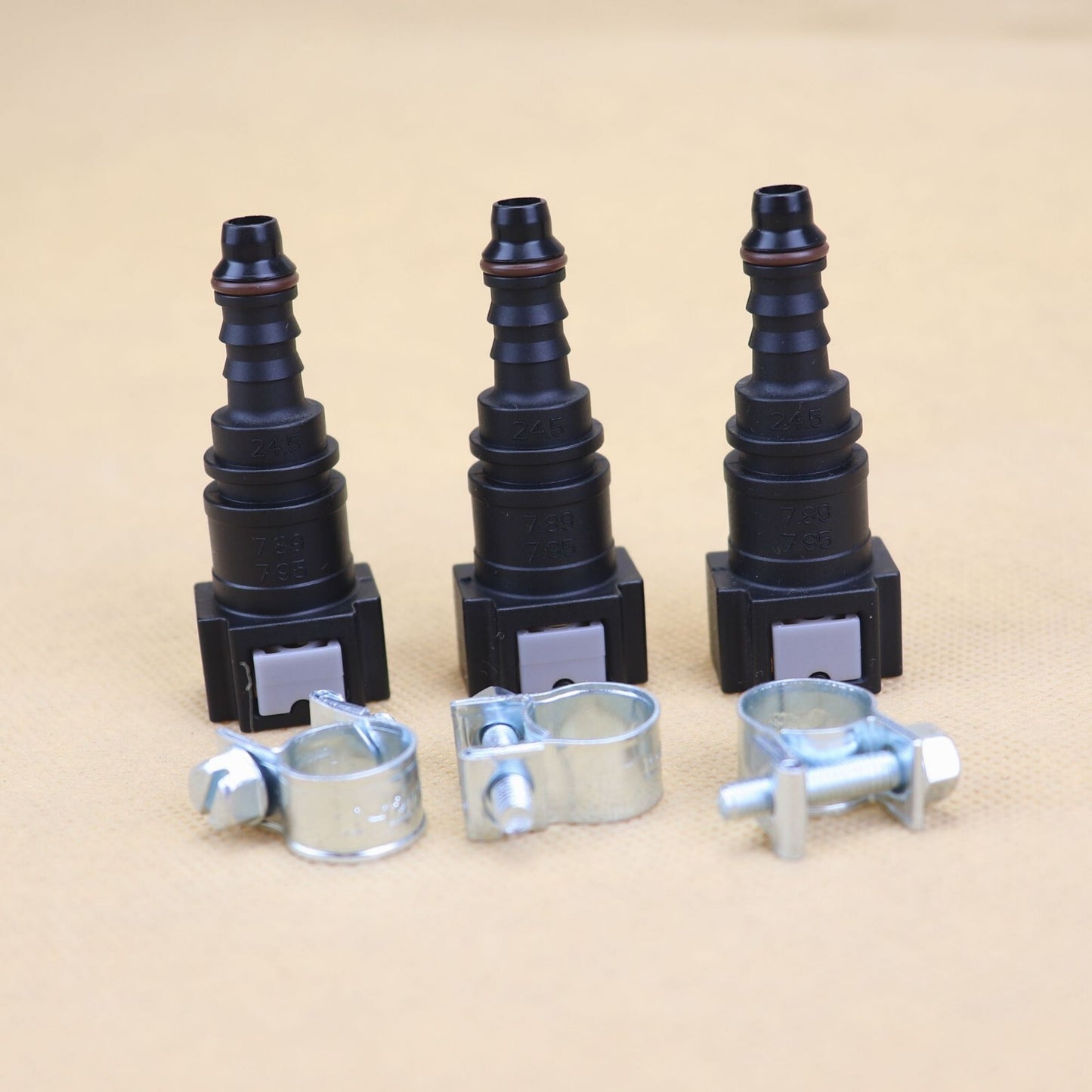 3-Piece Pack of 7.89mm SAE 1/4-inch Nylon Fuel Line Quick Connectors for Releasing and Disconnecting Hose
