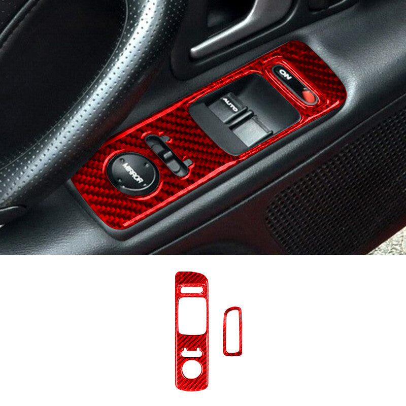 Red Carbon Fiber Window Switch Lift Panel Cover Trim for Honda S2000 2004-2009