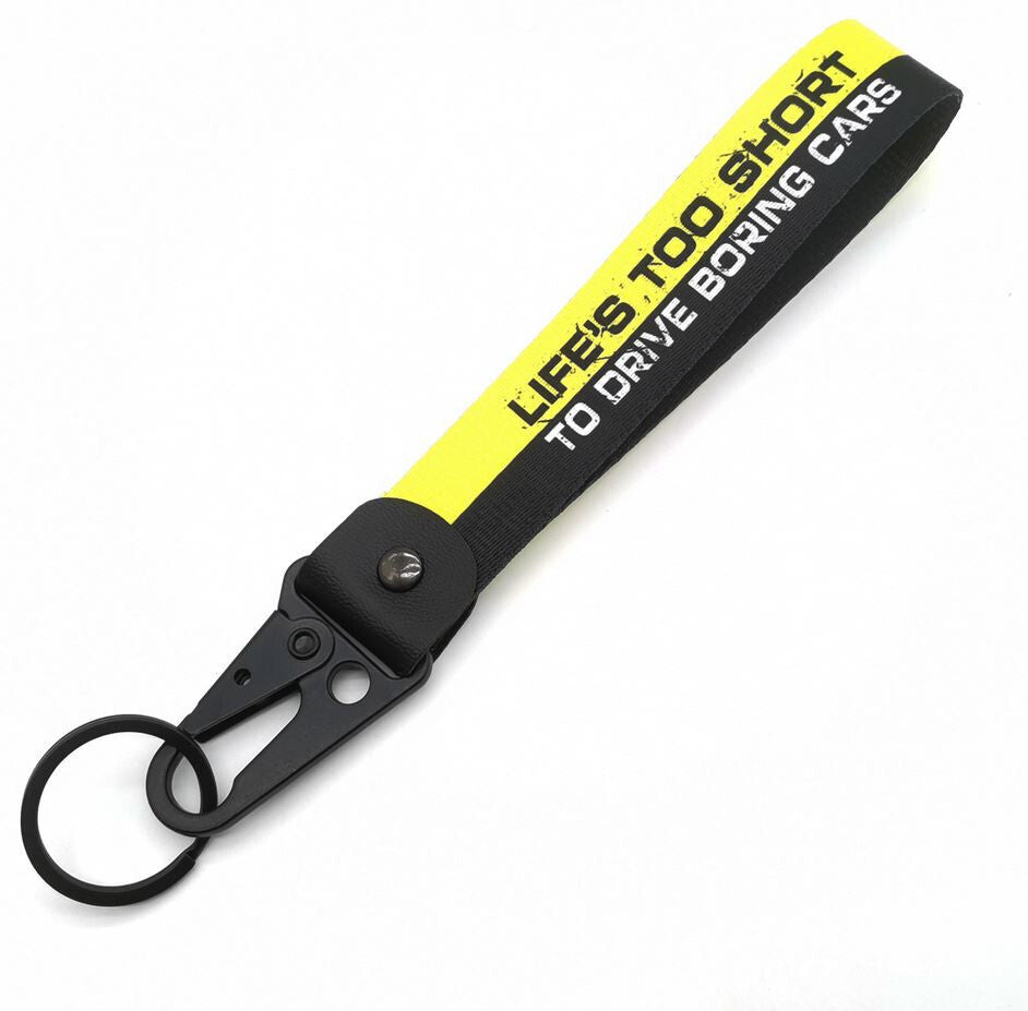 Car keychain/key ring with lanyard, car accessories, black and yellow, suitable for Mitsubishi .