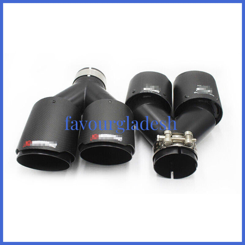 2PCS Akrapovic Real Carbon Fiber Exhaust Tip Dual Pipe ID:2.5 63mm OD:3.5 89mm