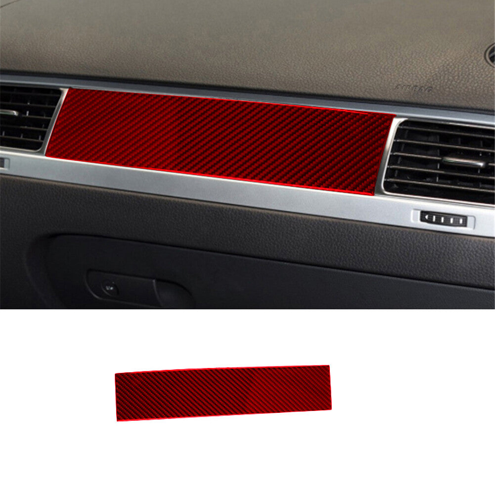 Red Passenger Central Control Trim Cover Carbon Fiber for VW Touareg 2011-2018