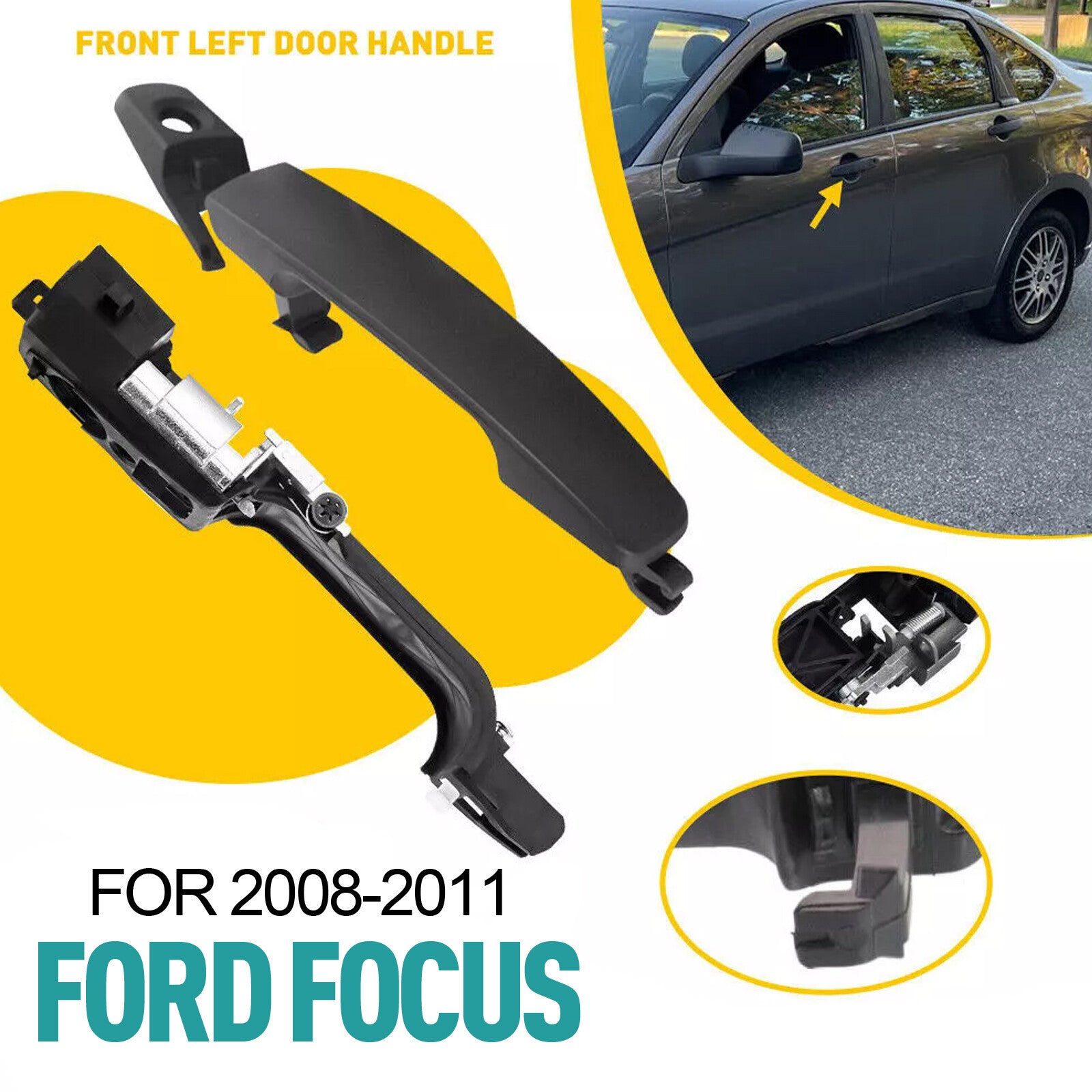LH Exterior Door Handle and Trim Bracket Replacement Part 8S4Z5426685B for Ford Focus 08-11