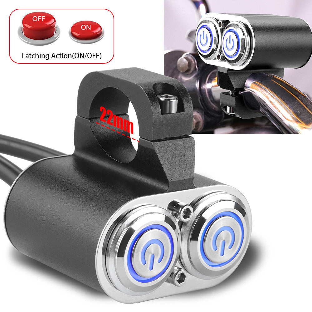 7/8 22mm Motorcycle Handlebar Dual Button Switch Headlight Fog Light ON/OFF