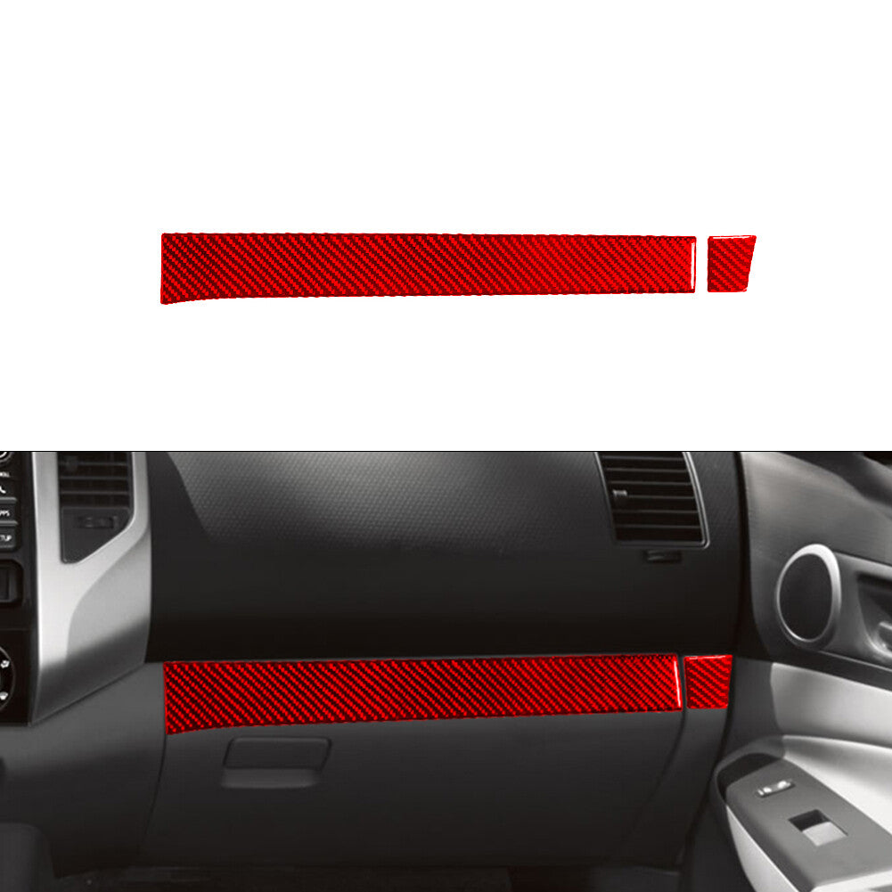 2Pcs Red Box Trim Strip Cover Decor Carbon Fiber for Toyota Tacoma 2012-2015