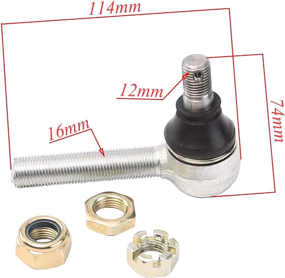 4-piece ball joint 12mm tie rod end for 150cc and 250cc four-wheeled bicycles, all-terrain vehicles, dune buggies, go-karts