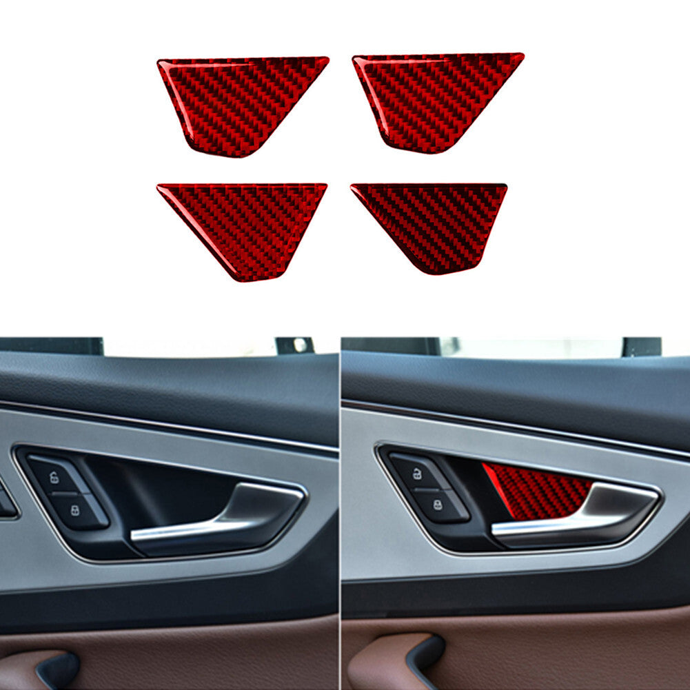 Red Inside Door Handle Trim Interior Carbon Fiber Sticker for Audi Q7 2016-2019