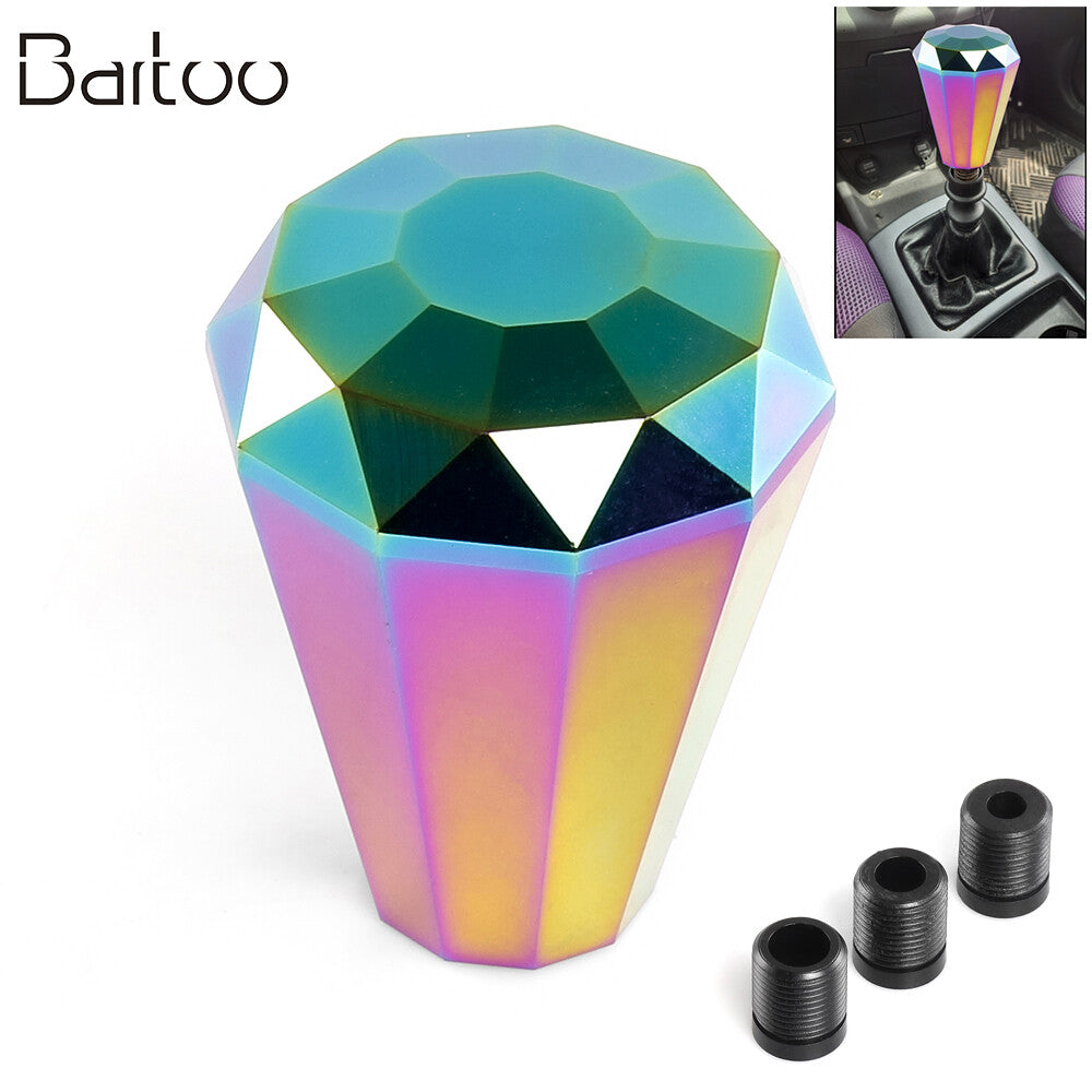 Universal Aluminium Diamond Gear Shift Knob Manual Shifter with Head Adapter