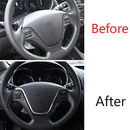 Steering Wheel U Type Strip Cover Trim for Kia K3 Forte 2014-2018 Chrome Steel