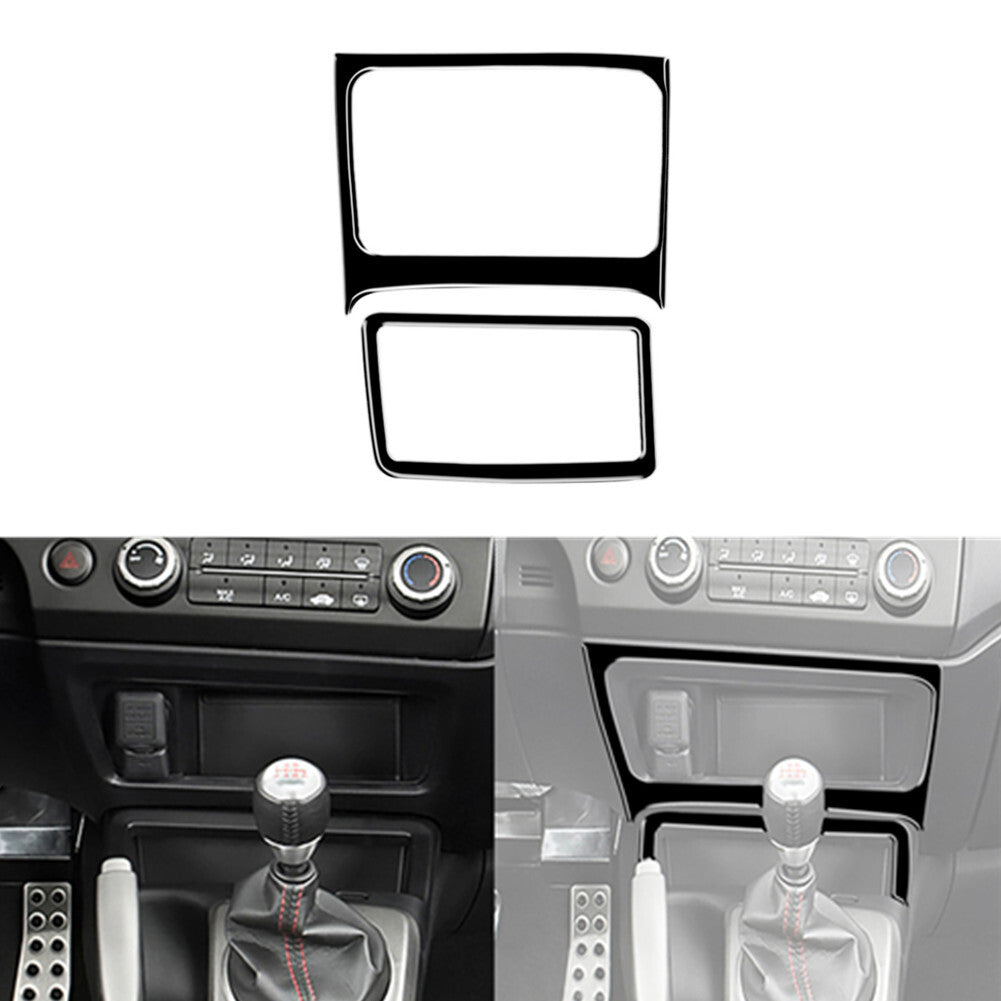 2Pcs Piano Black Center Storage Box Cover Trim for Honda for Civic 8th 2006-2011
