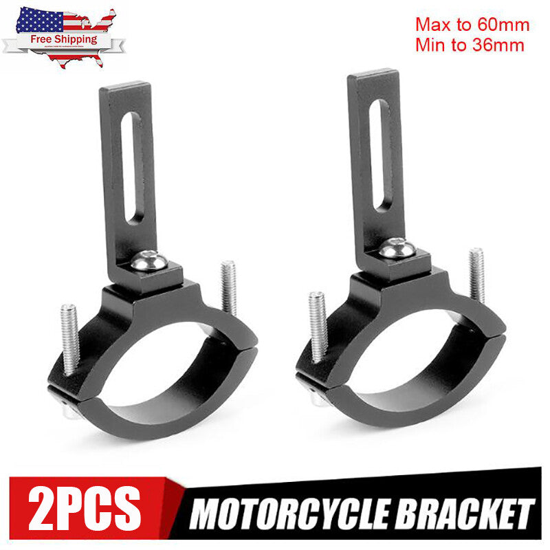 2X Motorcycle Mount Bracket Spot Headlight Fog Driving Lamp Fork Clamp Holder