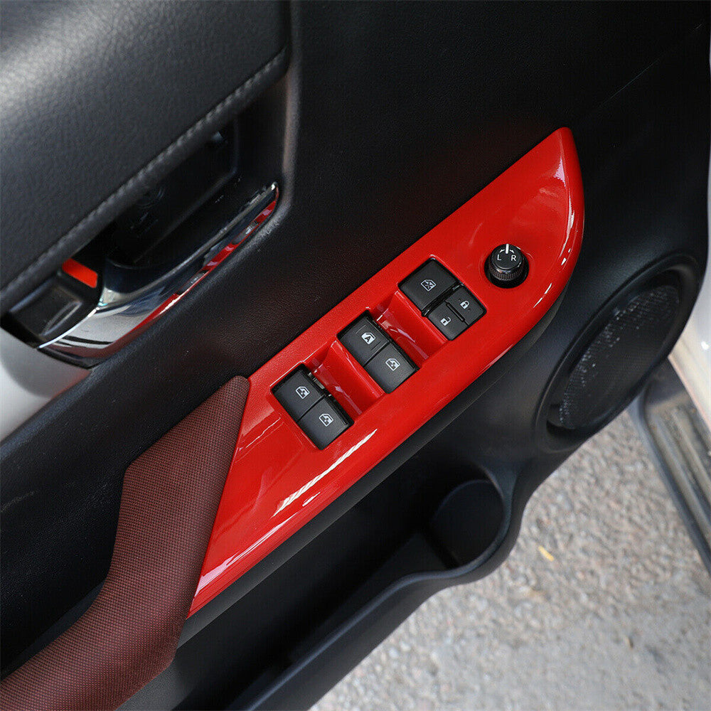For T@yota Hilux Revo 2015-2021 Interior Window Lift Switch Button Cover ABS Red