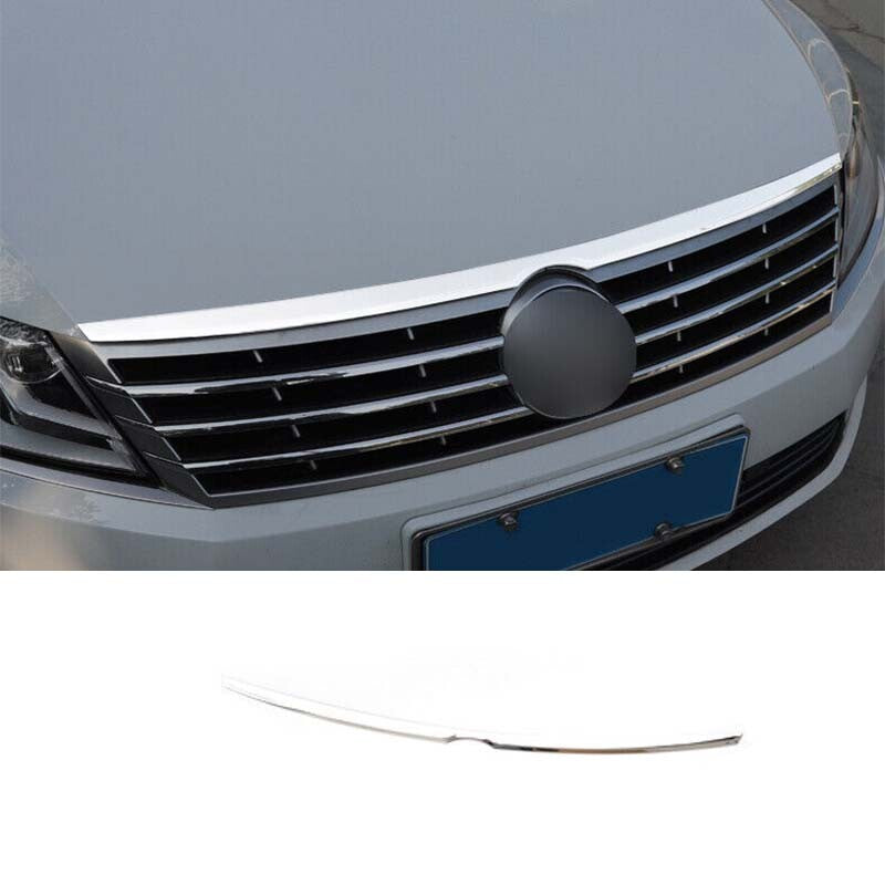 for Volkswagen CC 2012-2017 Silver Front Engine Hood Grille Titanium Strip Trim