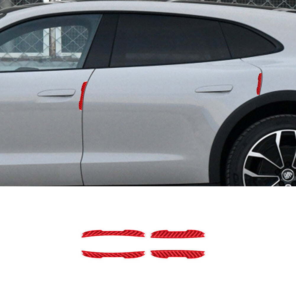 4-piece set of red carbon fiber exterior door crash protection covers for Porsche Taycan