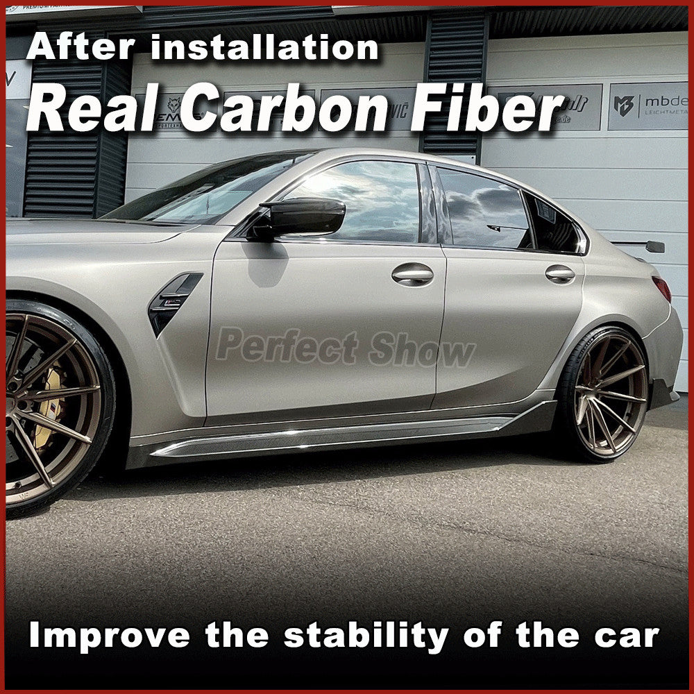 Fit for BMW G80 M3 2020-2023 Sedan Real Carbon Side Skirt Extension Lip Spoiler