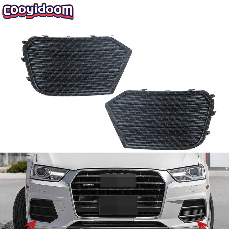 Pair Bumper Grille Fog Light Grille Bezel Fog Light Cover for Audi Q3 2016-2017