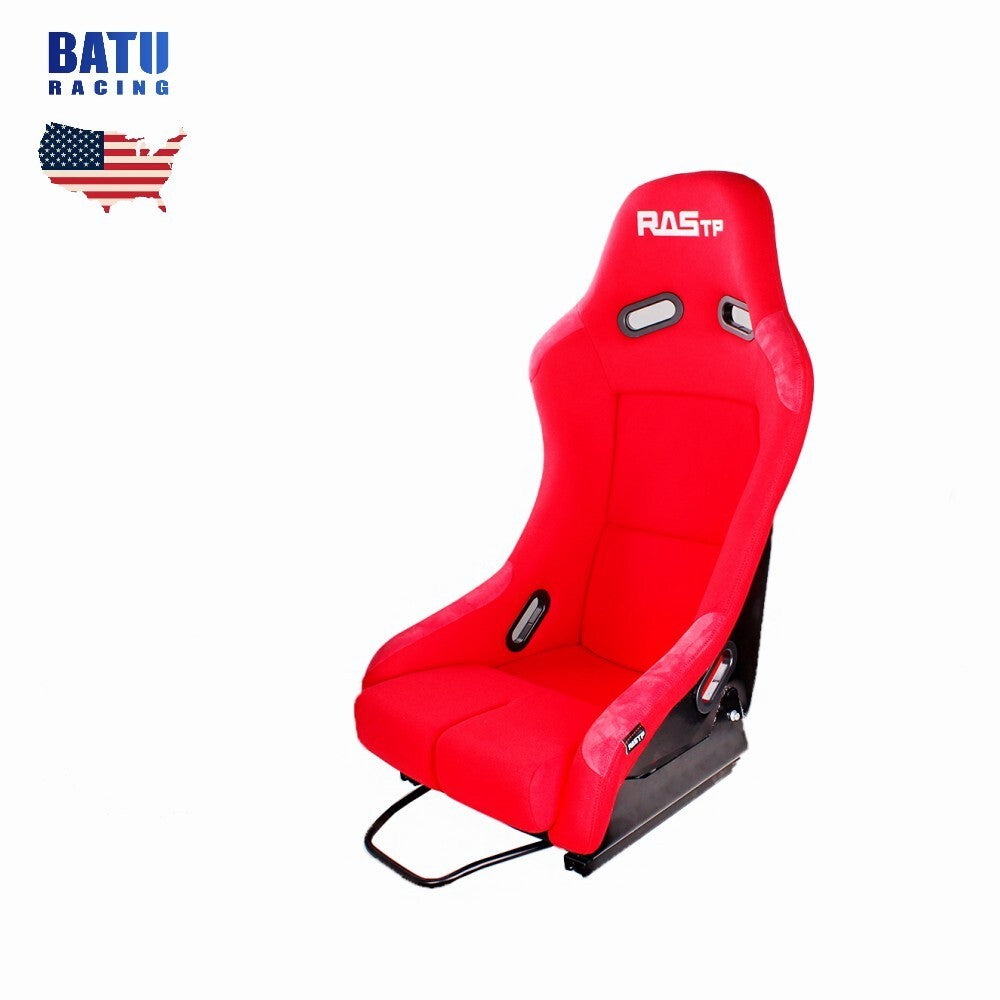 Red 1 X Universal Racing Adjustable Bucket Reclinable Seats  Slider Rail