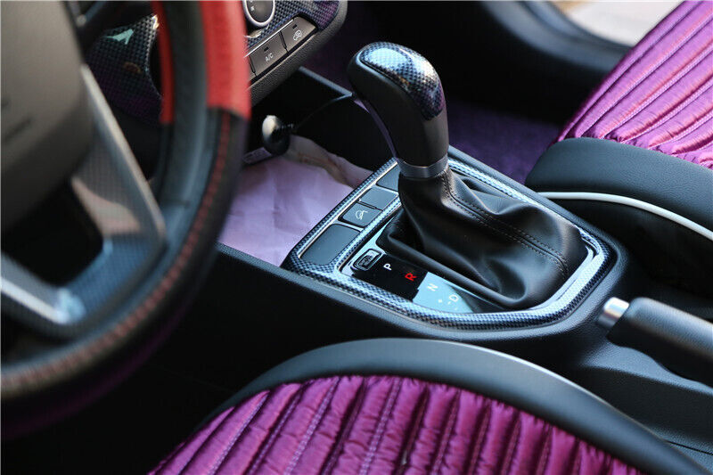 Console Gear Shift Frame Cover Trim 2PCS for Hyundai IX25 2015-2019 Carbon Fiber