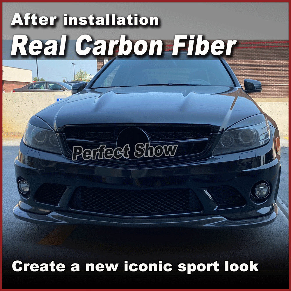 for Mercedes-Benz W204 C63 AMG 2008-11 REAL Carbon Front Bumper Chin Lip Spoiler