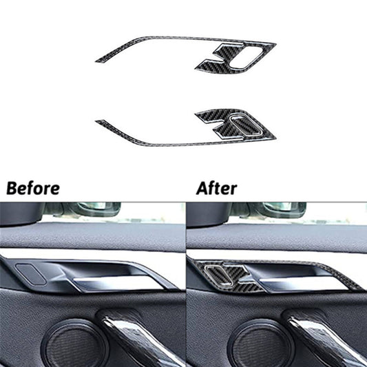 3Pcs Carbon Fiber Interior Front Door Handle Cover Trim for BMW X1 F48 2016-2018