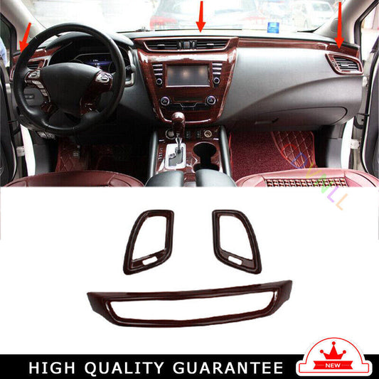 LR AC Air Outlet Vent Cover Trim Fit for Nissan Murano 15-24 Red Wood Grain 3P