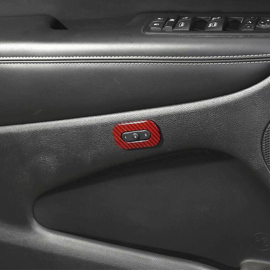 for Dodge Durango 11-24 Red Carbon Fiber Car for Seat Memory Button Cover Trim Accessory