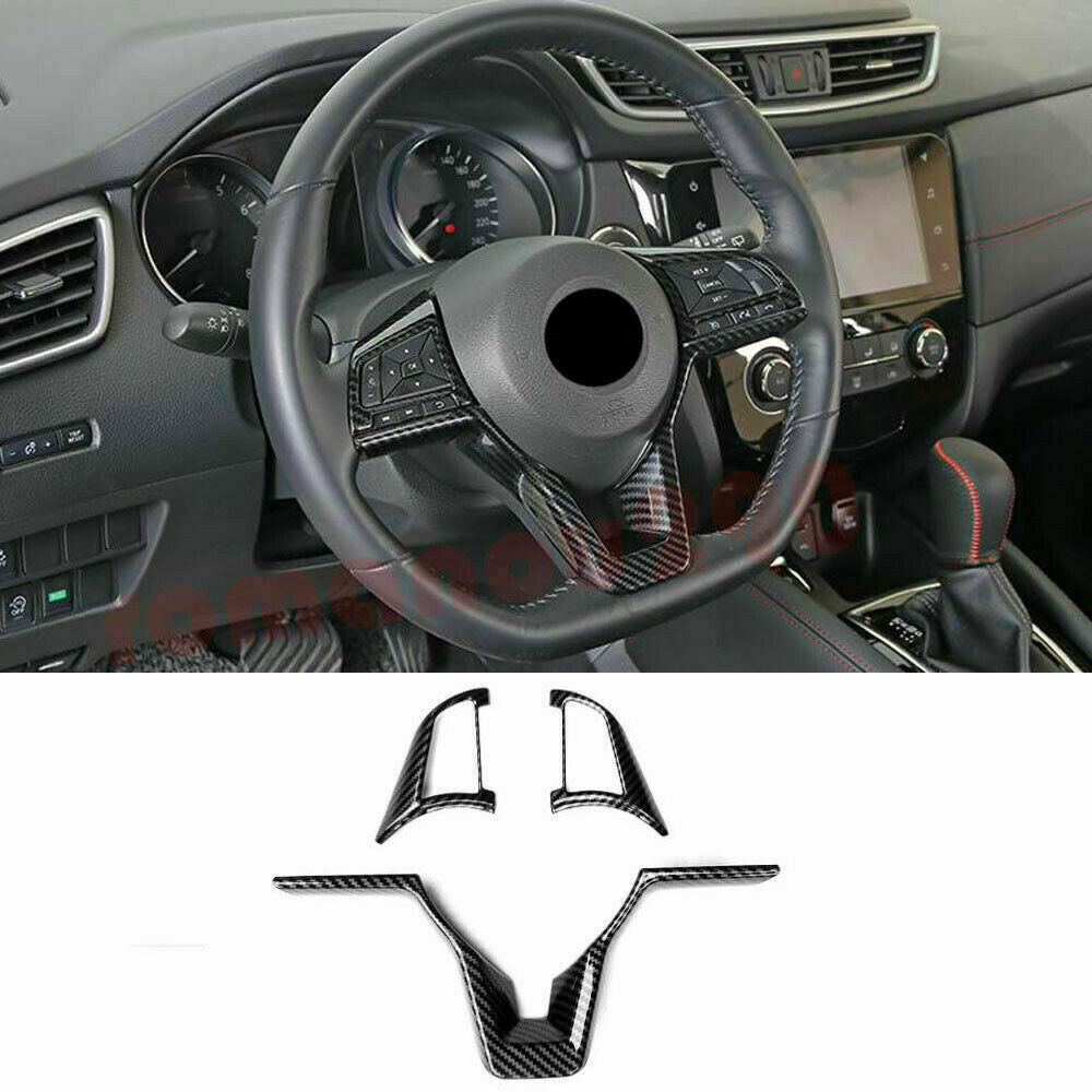 3X for Nissan Sentra 2020-2022 Carbon Fiber ABS Steering Wheel Frame Cover Trim