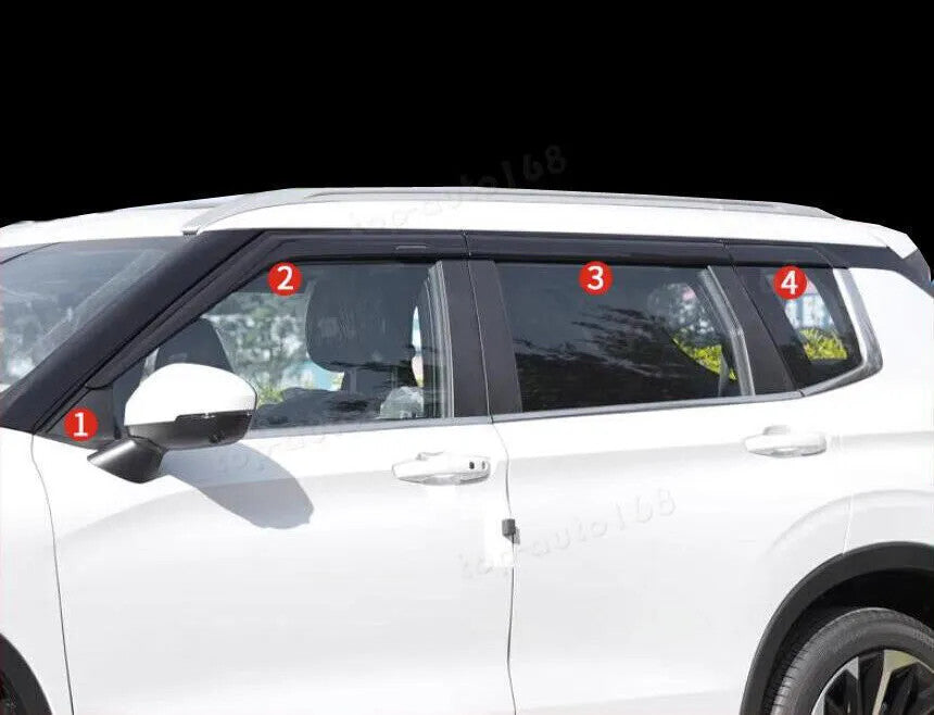 for Mitsubishi Outlander 2022-24 Black Window Visor Sun Rain Deflector Guard Set