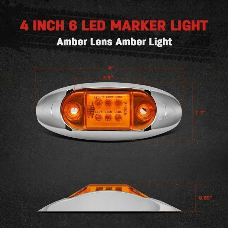 10pcs Trailer Side Marker 6LED Clearance / Running Truck Light Amber Lamp