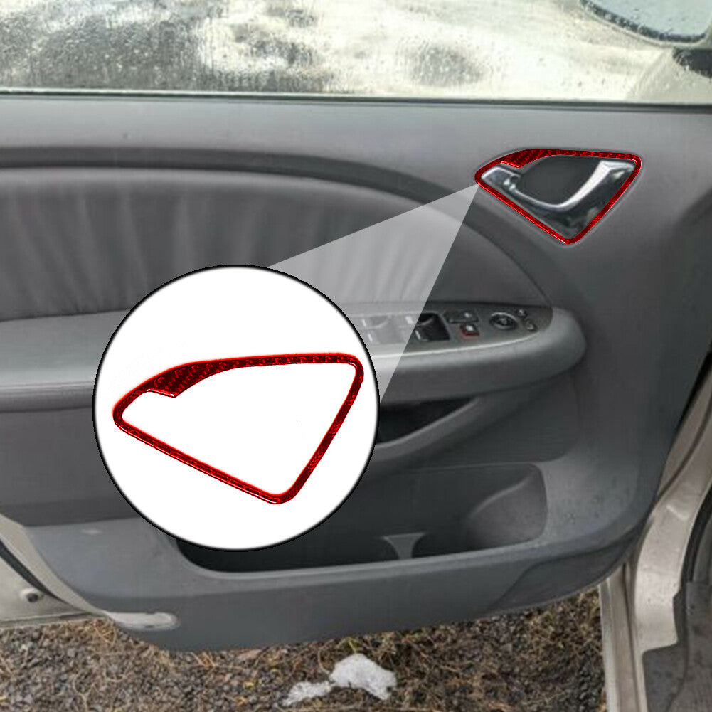 2x Red Carbon Fiber Front Door Handle Frame Cover Trim for Honda Odyssey 2005-10
