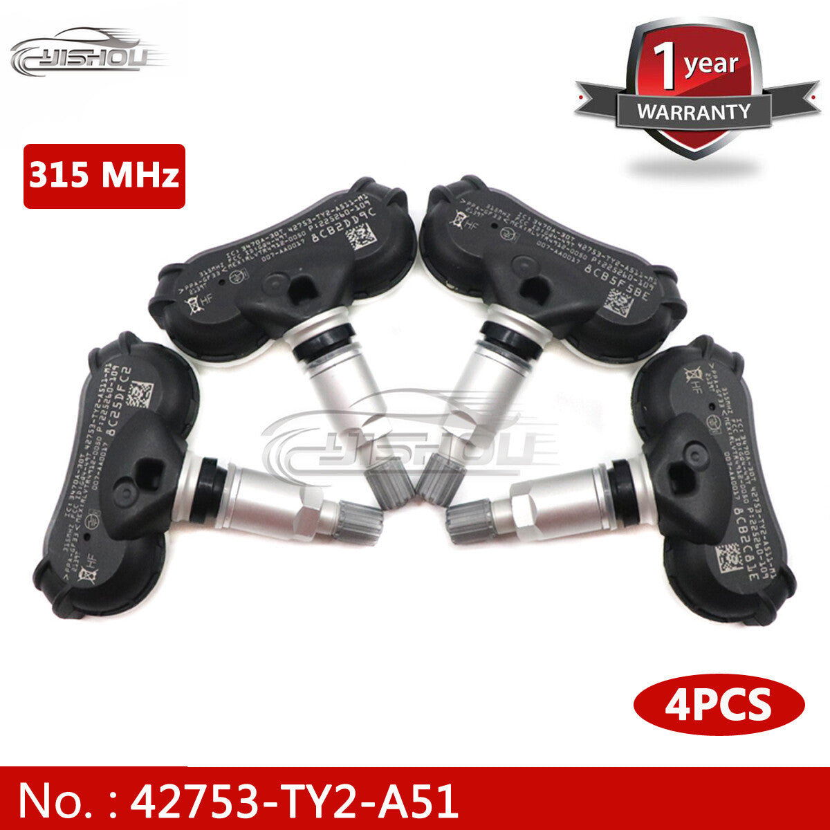 Kit of 4 TPMS Tire Pressure Monitoring System Sensors 315MHz for Acura TL, ZDX, RLX
