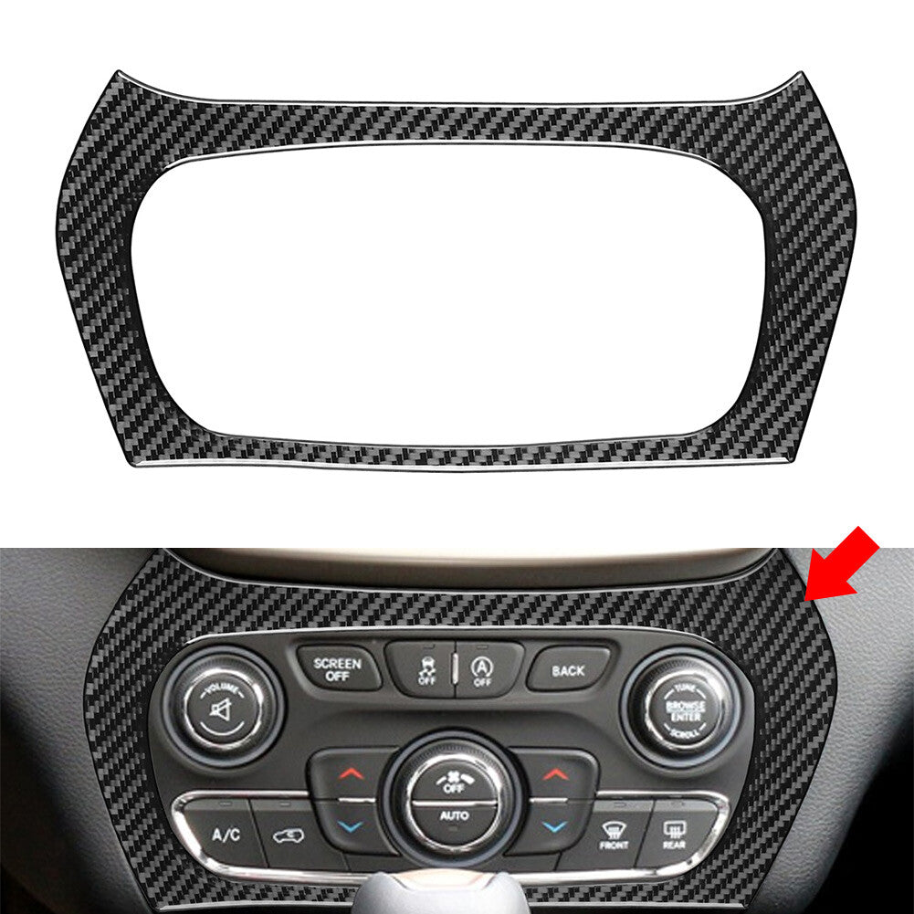 Carbon Multimedia Air Conditioning Panel Cover Trim for Jeep Cherokee 2014-2023