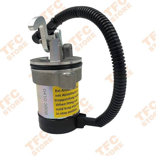 New 0410-3808 0410-3812 Fuel Stop Solenoid 12V for Deutz Bobcat 863 864 873 883