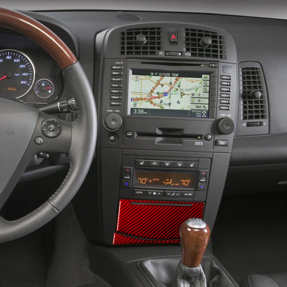 Red Ashtray Panel Carbon Fiber Cover Trim Cover for Cadillac CTS 2003-2007